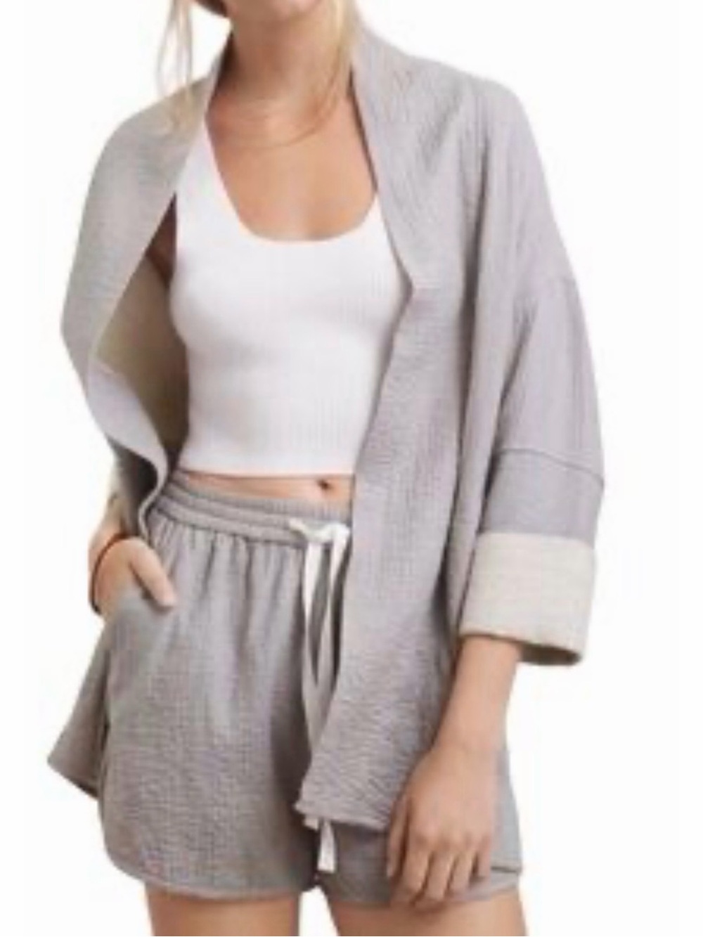 Aritzia Wilfred Open Front Cardigan Grey